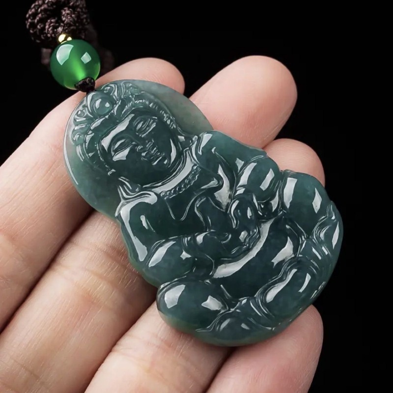 Jewelry & Watches Vitopoulos - Oryginalny amulet Guanyin klasy A, niebieski