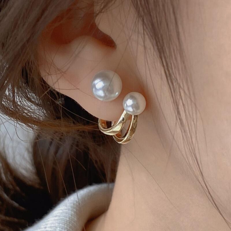Pearl Stud Earrings - Kolczyki sztyfty z perłami w stylu