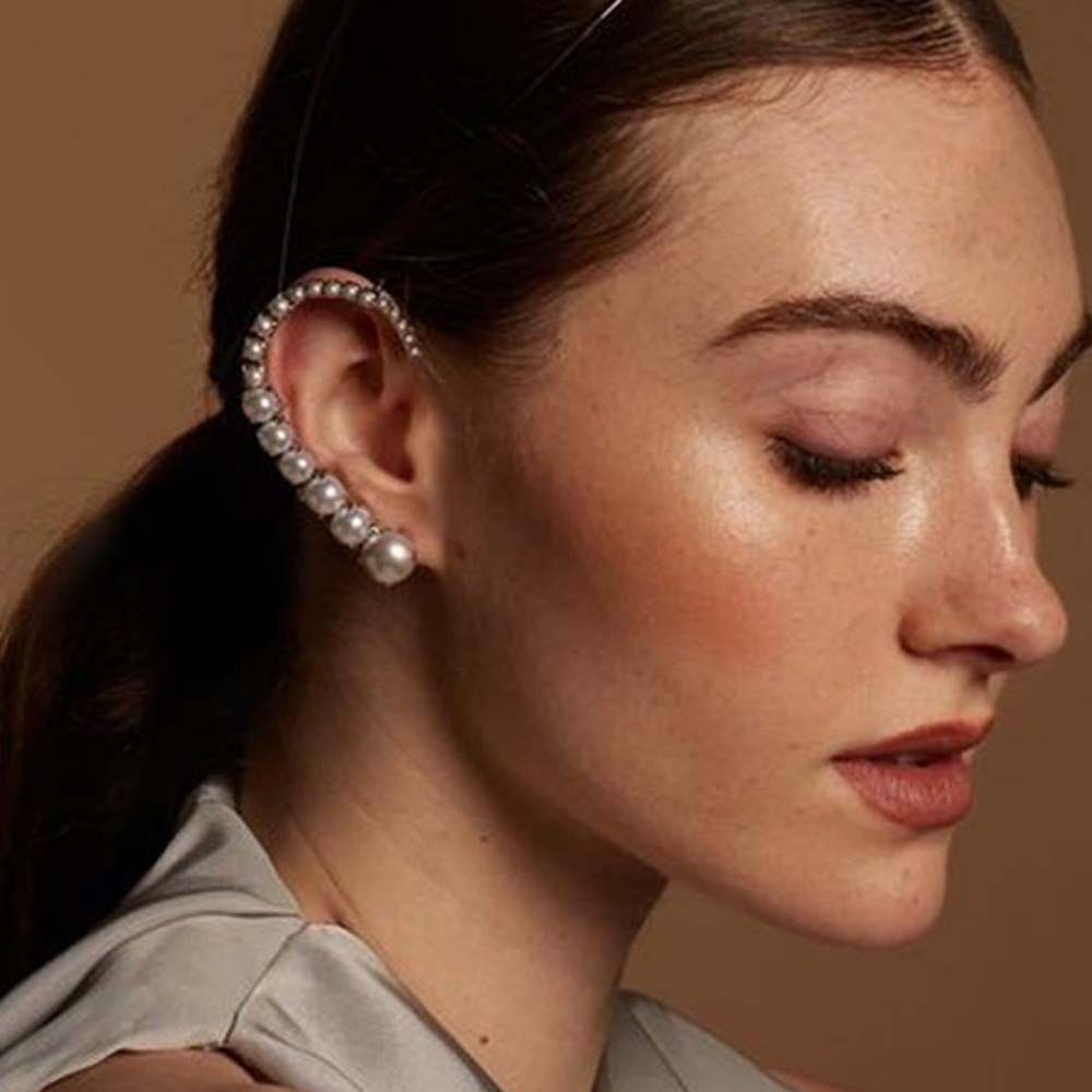 Pearl Stud Earrings - Stonefans perłowe klipsy do uszu bez