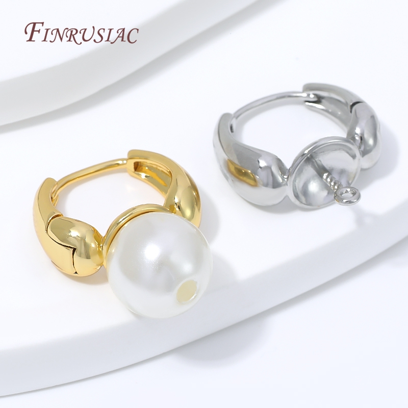 Pearl Stud Earrings - Złote (18K) pozłacane zapięcia do kolczyków