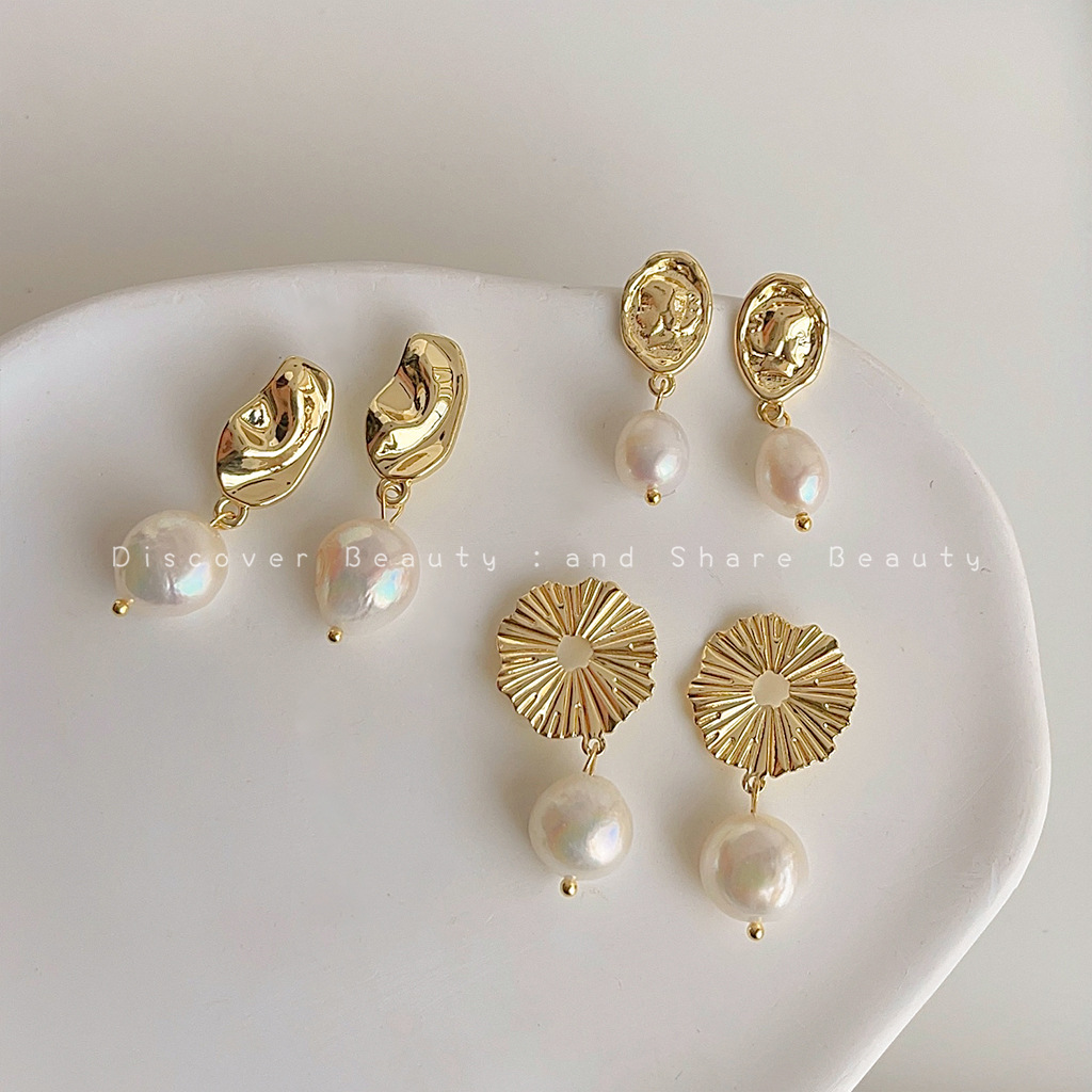 Pearl Stud Earrings - Akcesoria DIY, francuskie retro barokowe kolczyki