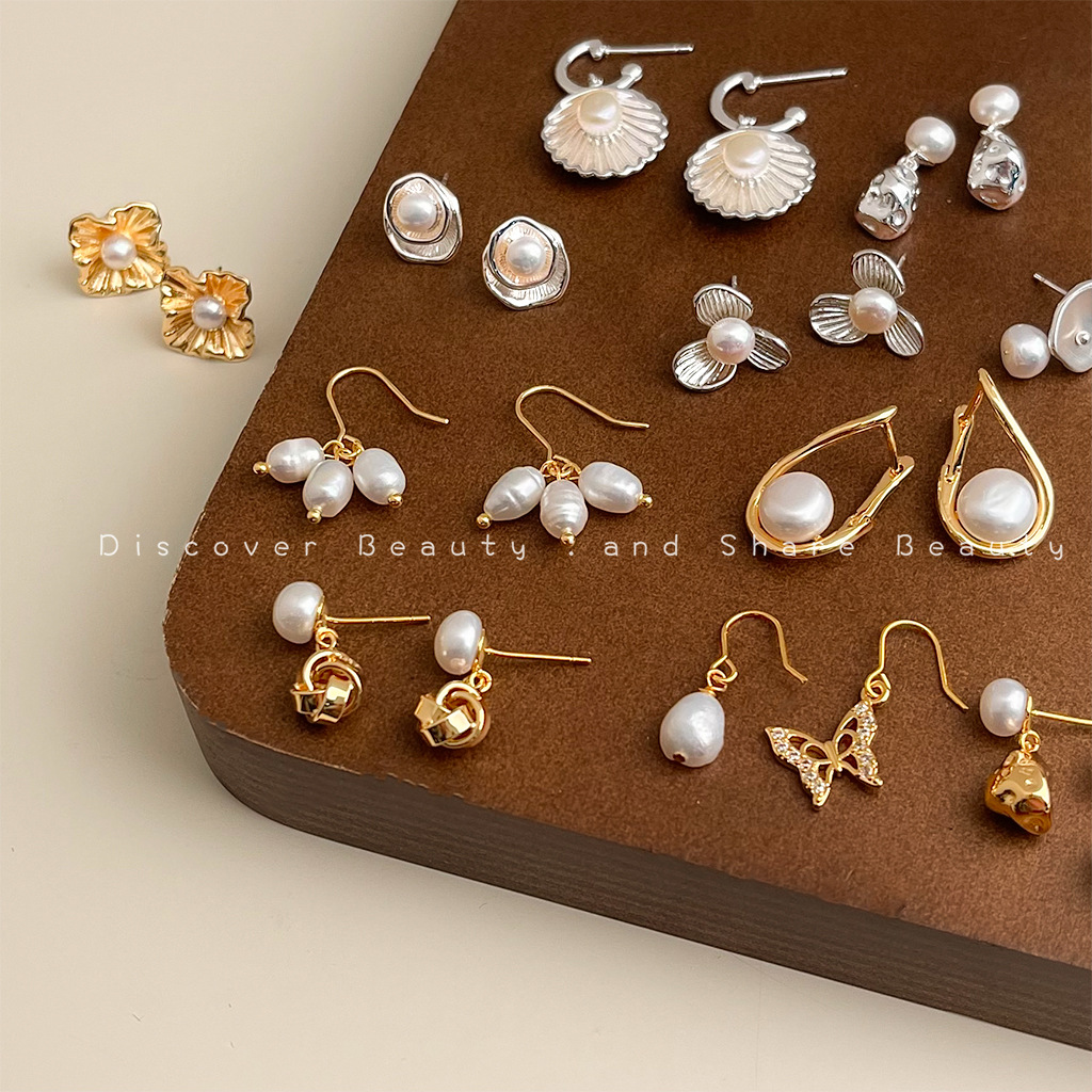 Pearl Stud Earrings - Akcesoria DIY Moda dojazdy do pracy