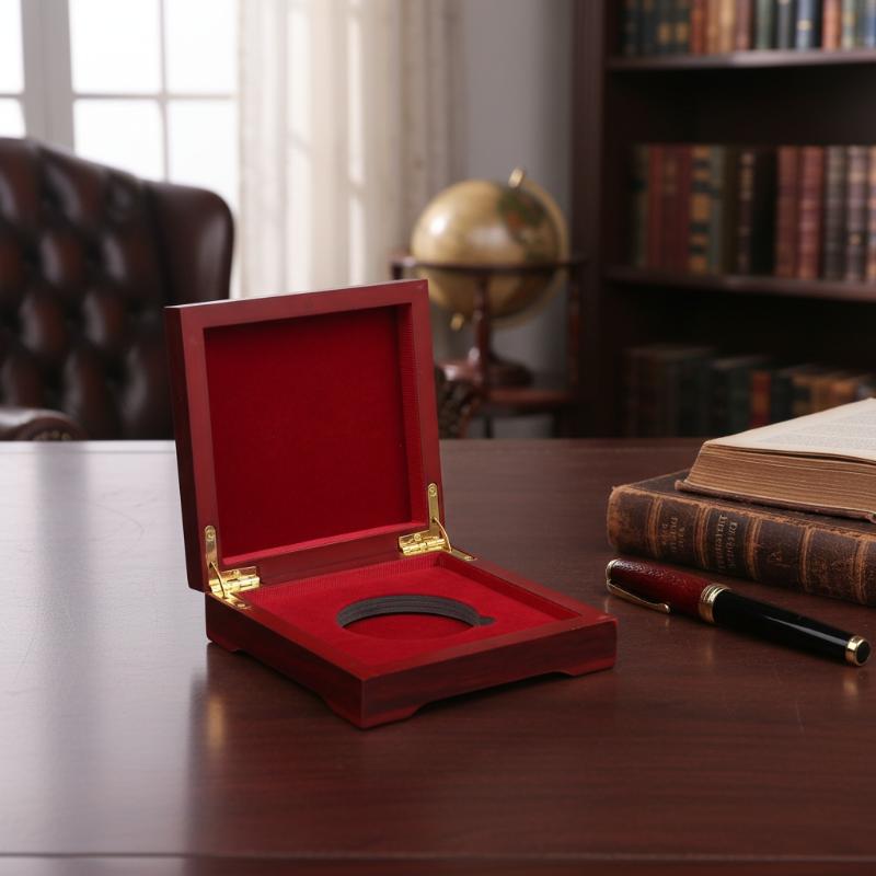 Collectors Coins Jewelry & Watches Of Smithtown - Pudełko/Organizer na monety z drewna 10*10*3.5cm/12*12*3.5cm,