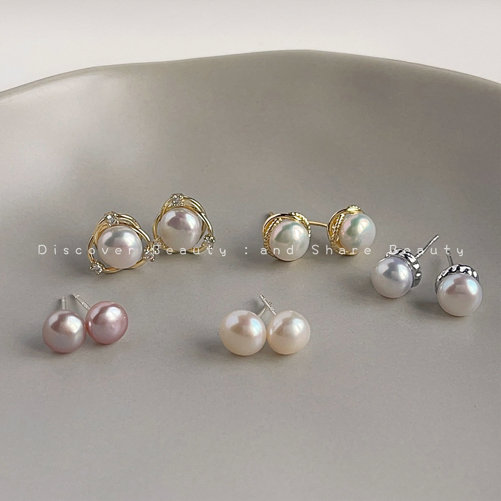 Pearl Stud Earrings - Akcesoria DIY, osobiste małe kolczyki z